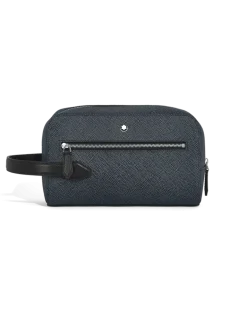 Kosmetik-Clutch aus Sartorial Leder - Tweed-Blau - Leder - MB220339 - Clutches