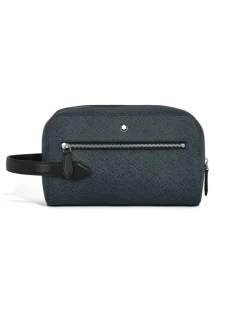Kosmetik-Clutch aus Sartorial Leder - Tweed-Blau - Leder - MB220339 - Clutches