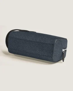Kosmetik-Clutch aus Sartorial Leder - Tweed-Blau - Leder - MB220339 - Clutches
