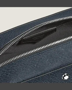 Kosmetik-Clutch aus Sartorial Leder - Tweed-Blau - Leder - MB220339 - Clutches