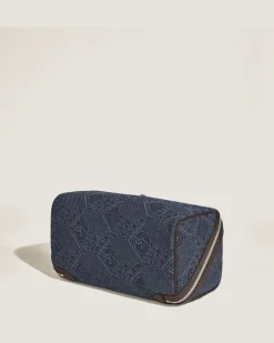 Kosmetiktasche aus 4810 Denim - Blau - Stoff und Leder - MB221502 - Kulturtaschen