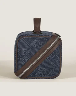 Kosmetiktasche aus 4810 Denim - Blau - Stoff und Leder - MB221502 - Kulturtaschen