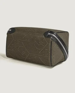 Kosmetiktasche aus 4810 Jacquard - Khaki - Stoff und Leder - MB220264 - Kulturtaschen