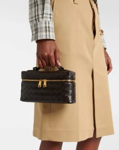 Kosmetiktasche Bang Bang aus Intrecciato-Leder Braun