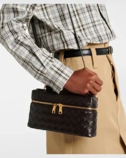 Kosmetiktasche Bang Bang aus Intrecciato-Leder Braun