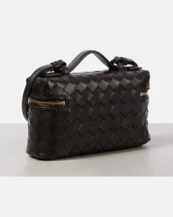 Kosmetiktasche Bang Bang aus Intrecciato-Leder Braun