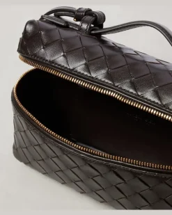 Kosmetiktasche Bang Bang aus Intrecciato-Leder Braun