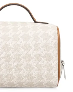 Kosmetiktasche mit Logo-Print - Nude
