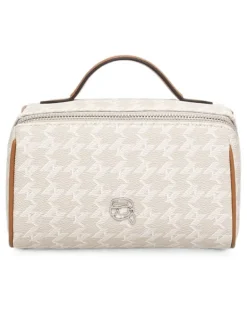Kosmetiktasche mit Logo-Print - Nude