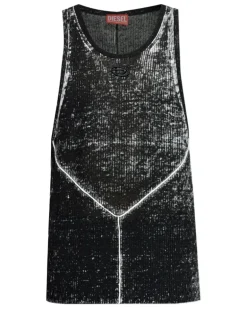 K-Rick Leinentop mit Stickerei - Schwarz