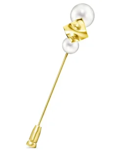 18kt M/G Gelbgoldbrosche mit Perle