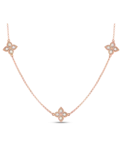 18kt Rose Gold Princess Flower Diamond Necklace Aw25 M