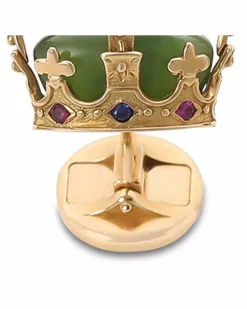 18kt Royal Gelbgold-Manschettenknöpfe mit Jade, Rubin und Saphir