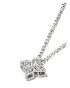 18kt White Gold Diamond Princess Flower Necklace Continuty