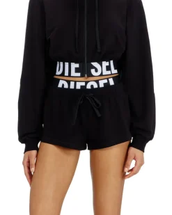 Kurze Hose aus Baumwollfrottee mit Diesel-Logo - Hosen - Damen - Schwarz