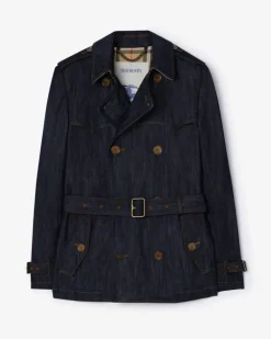 Kurzer Denim-Trenchcoat , Size Dunkles