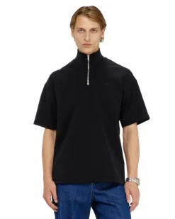 Kurzärmliges Sweatshirt mit halbem zip aus leichtem Scuba - Sweatshirts - Herren - Schwarz