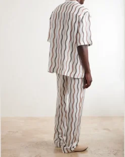 La Marzocco Striped Tencel® and Linen-Blend Pyjama Shirt Neutrals