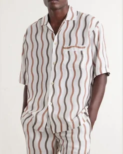 La Marzocco Striped Tencel® and Linen-Blend Pyjama Shirt Neutrals
