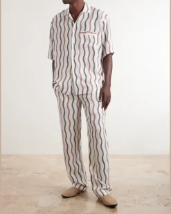 La Marzocco Striped Tencel® and Linen-Blend Pyjama Shirt Neutrals