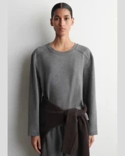 Langarmshirt Aus Baumwolle Grau