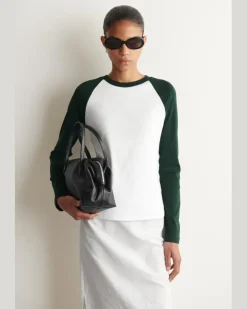 Langarmshirt Aus Baumwolle Mit Raglanärmeln GrüN