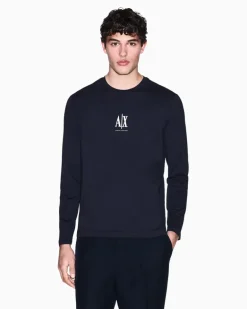 Langarmshirt aus Baumwolljersey mit Logoprint Icon Marineblau
