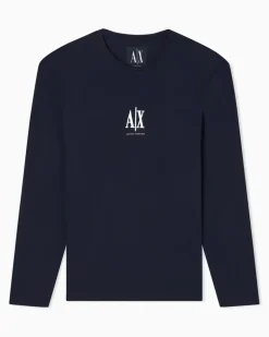 Langarmshirt aus Baumwolljersey mit Logoprint Icon Marineblau