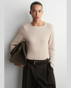 Langarmshirt Aus Baumwolljersey Beige