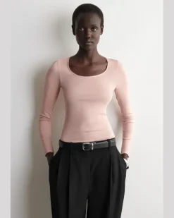 Langarmshirt Aus Baumwolljersey Rosa