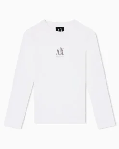 Langarmshirt aus Baumwolljersey mit Logoprint Icon Weiß