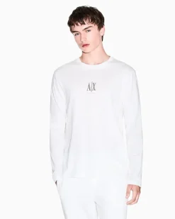 Langarmshirt aus Baumwolljersey mit Logoprint Icon Weiß