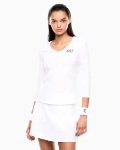 Langarmshirt aus Ventus7-Funktionsgewebe für Tennis Pro Weiß
