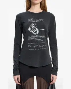 Langarmshirt mit grafischem Print - Grau