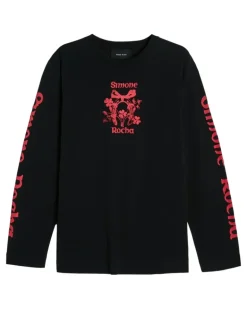 Langarmshirt mit grafischem Print - Schwarz