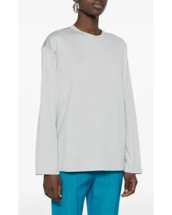 Langarmshirt mit Kontrasteinsatz - Grau