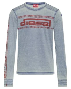 Langarmshirt mit Logo-Print - Blau