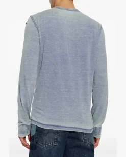 Langarmshirt mit Logo-Print - Blau