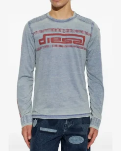 Langarmshirt mit Logo-Print - Blau