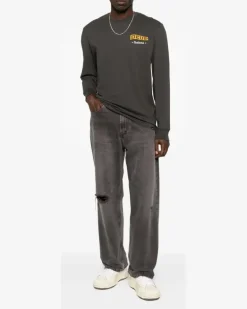 Langarmshirt mit Logo-Print - Grau