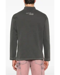 Langarmshirt mit Logo-Print - Grau