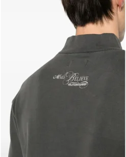 Langarmshirt mit Logo-Print - Grau