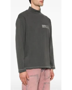 Langarmshirt mit Logo-Print - Grau