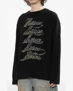 Langarmshirt mit Logo-Print - Schwarz