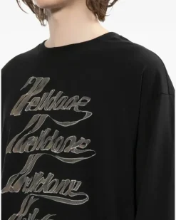 Langarmshirt mit Logo-Print - Schwarz
