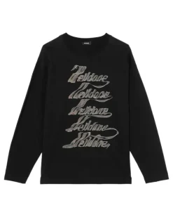 Langarmshirt mit Logo-Print - Schwarz
