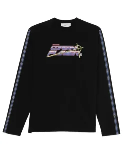Langarmshirt mit Logo-Print - Schwarz