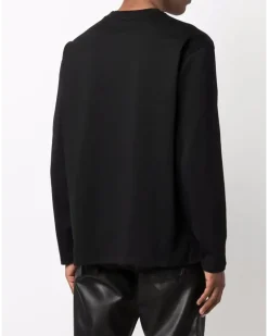 Langarmshirt mit Logo-Print - Schwarz