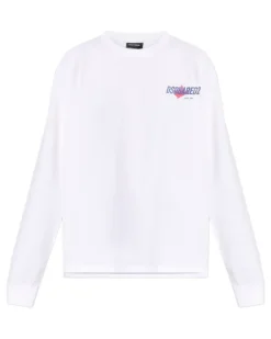 Langarmshirt mit Logo - Weiß