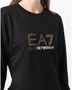Langarmshirt mit Nieten - Schwarz